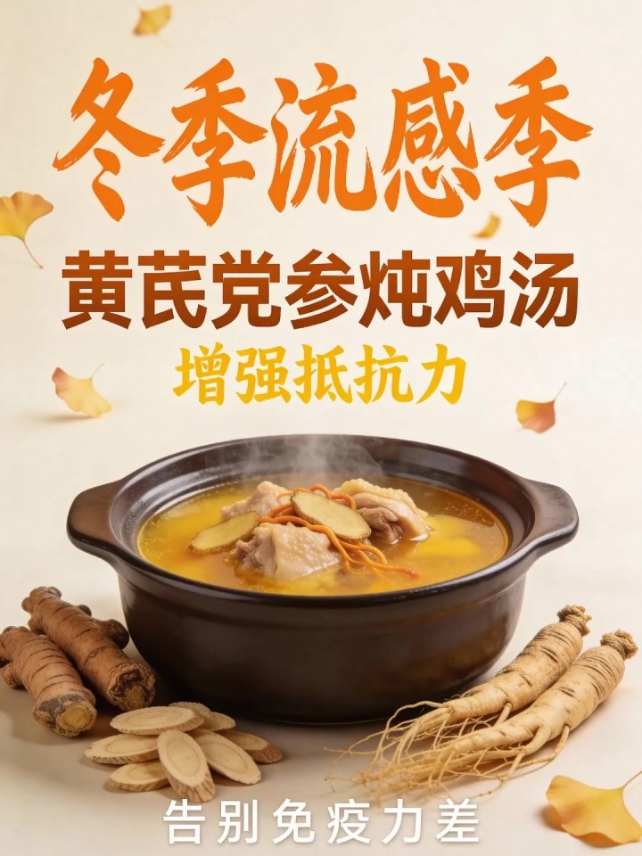 冬季流感季免疫力差?黄芪党参炖鸡汤增强抵抗力