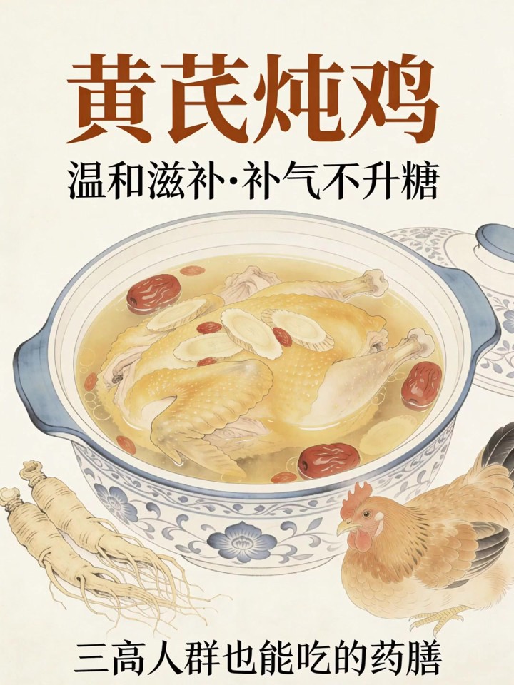 中老年药膳黄芪炖鸡,温和滋补,三高人群也能吃,补气不升糖