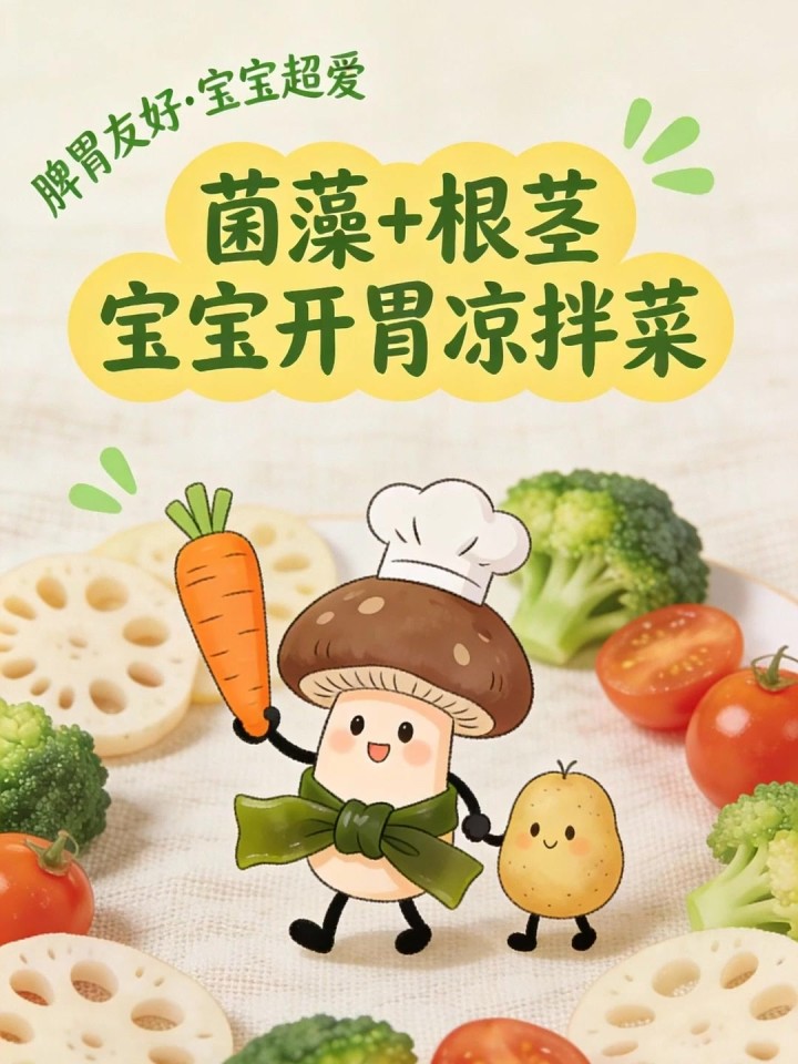 儿童脾胃弱不爱吃饭?菌藻类 + 根茎类食材,简易凉拌菜宝宝超爱吃!