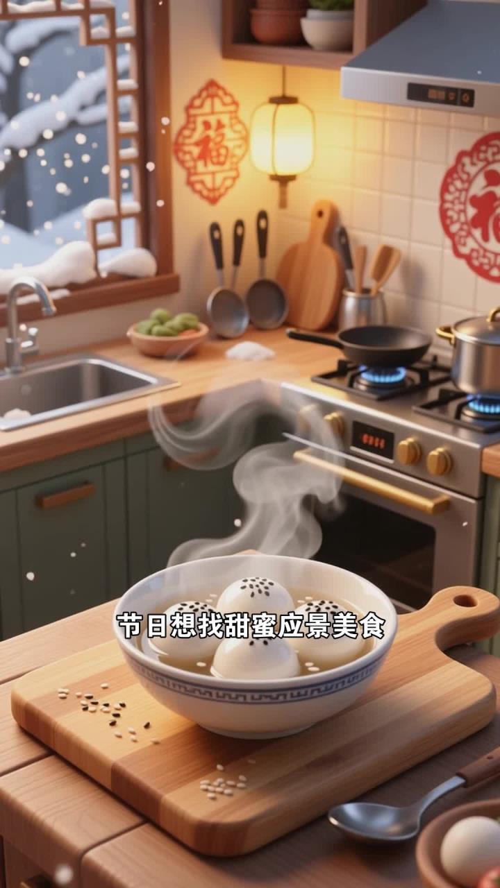 芝麻汤圆煮，香甜又软糯，节日必备品