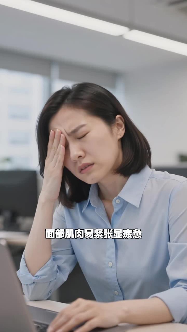 面部肌肉紧张，简单手法放松，舒服又解压