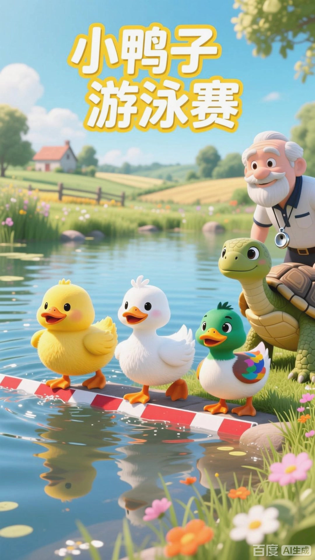 儿童故事：小鸭子游泳赛