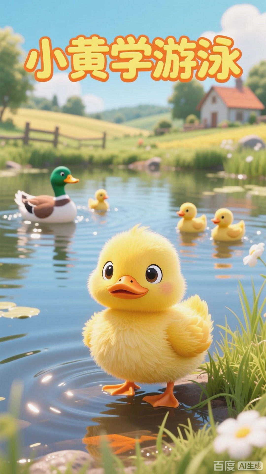 坚持练习的小鸭子学游泳