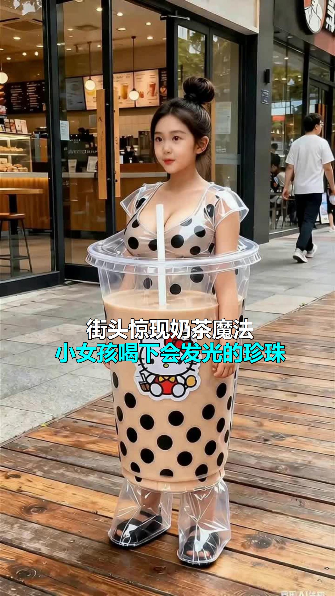 街头惊现奶茶魔法,小女孩喝下会发光的珍珠!