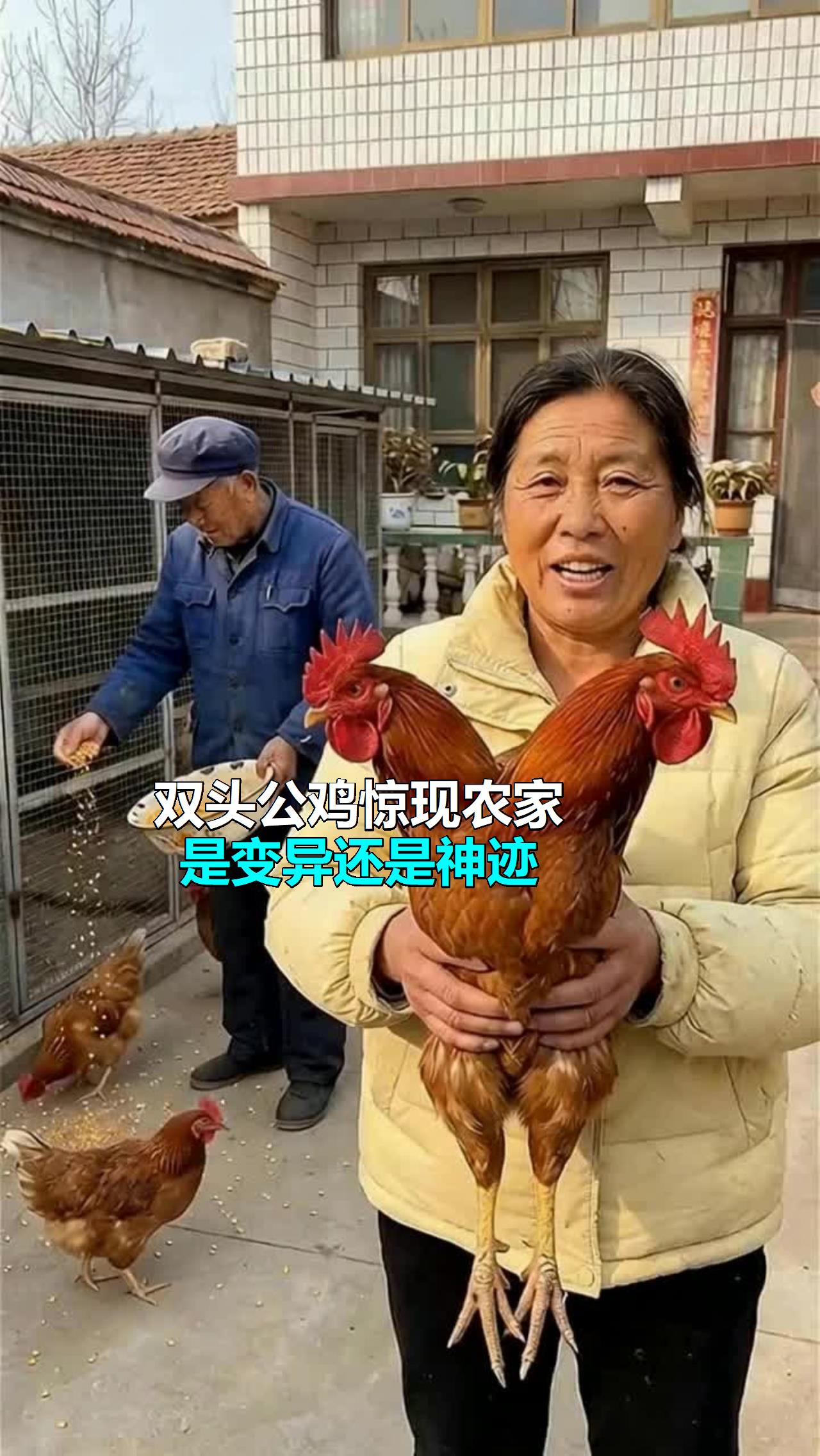双头公鸡惊现农家!是变异还是神迹?