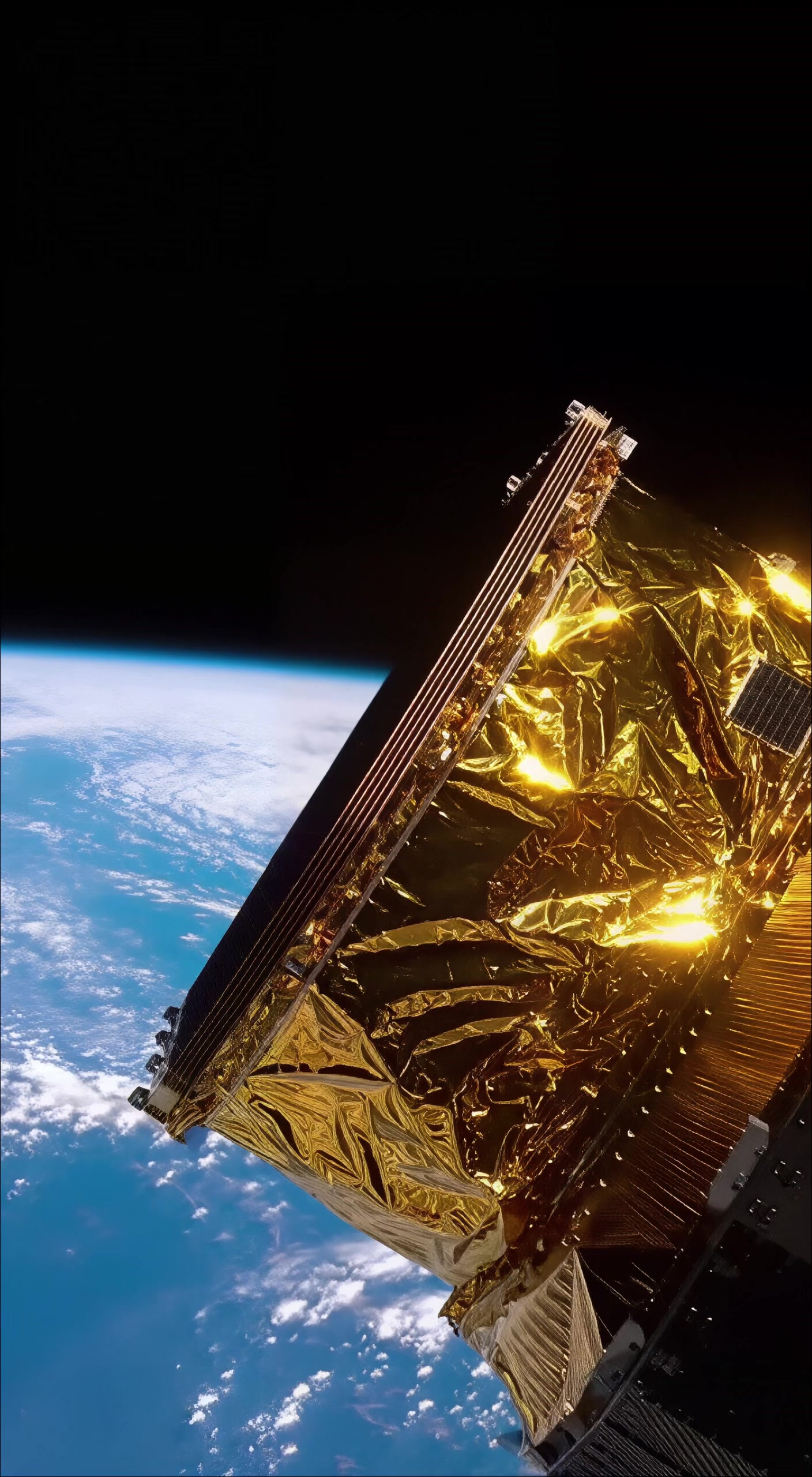 8K太空折纸:看卫星在宇宙中展开金色羽翼