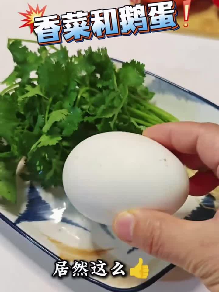 香菜与鹅蛋的养生新搭配，健康美味两不误！
