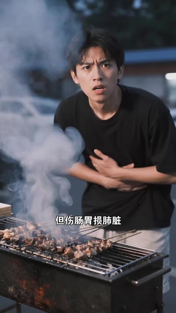 莫吃太多烧烤，烟熏火燎，伤了肠胃还伤了肺