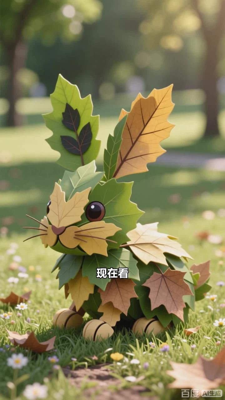 会说话的银杏叶拼成小动物的幸运符号_1