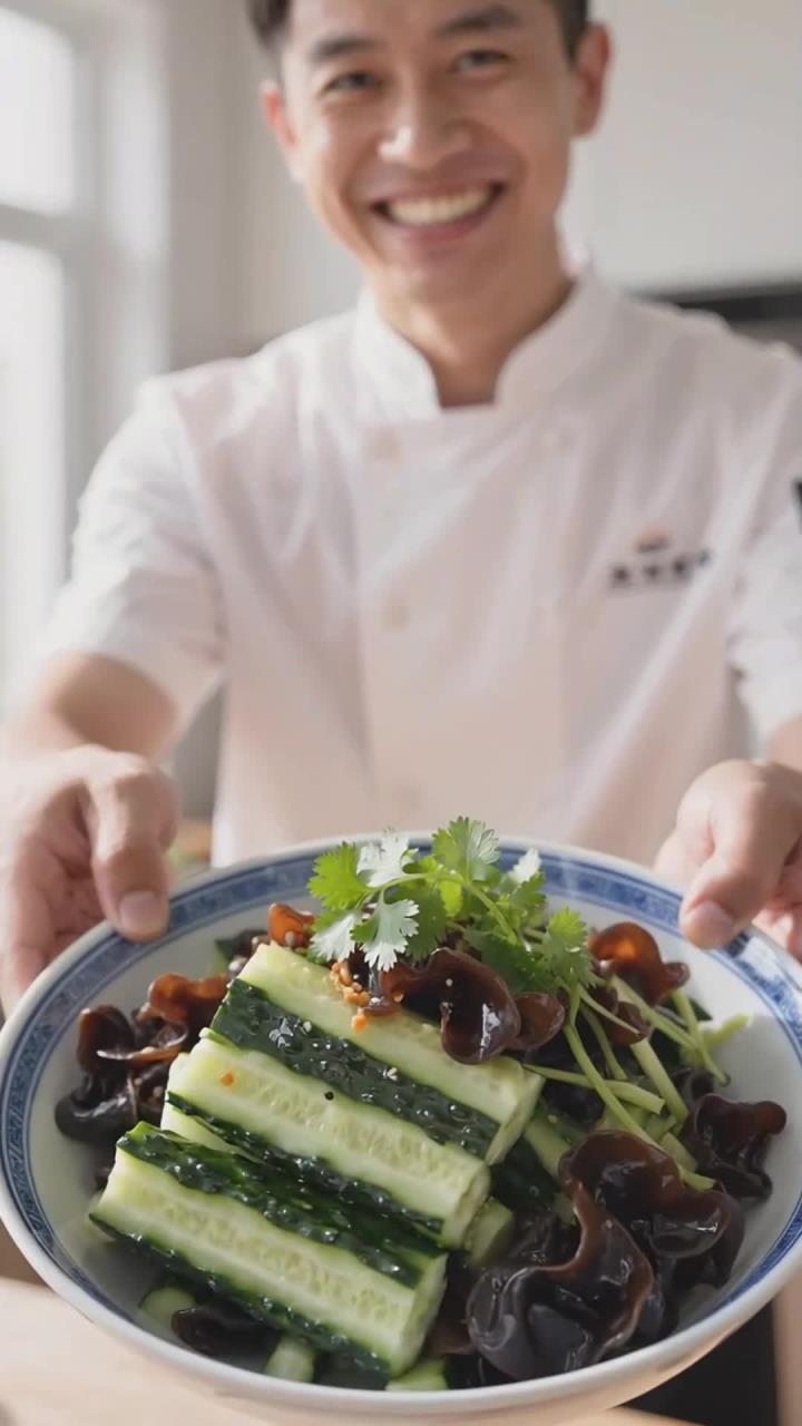 黄瓜搭配木耳和香菜凉拌,清爽解腻,夏天必备家常小菜