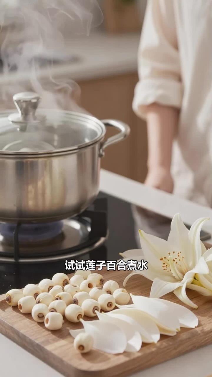 别只懂买补品,莲子百合煮水,心烦睡不好,喝它更安稳