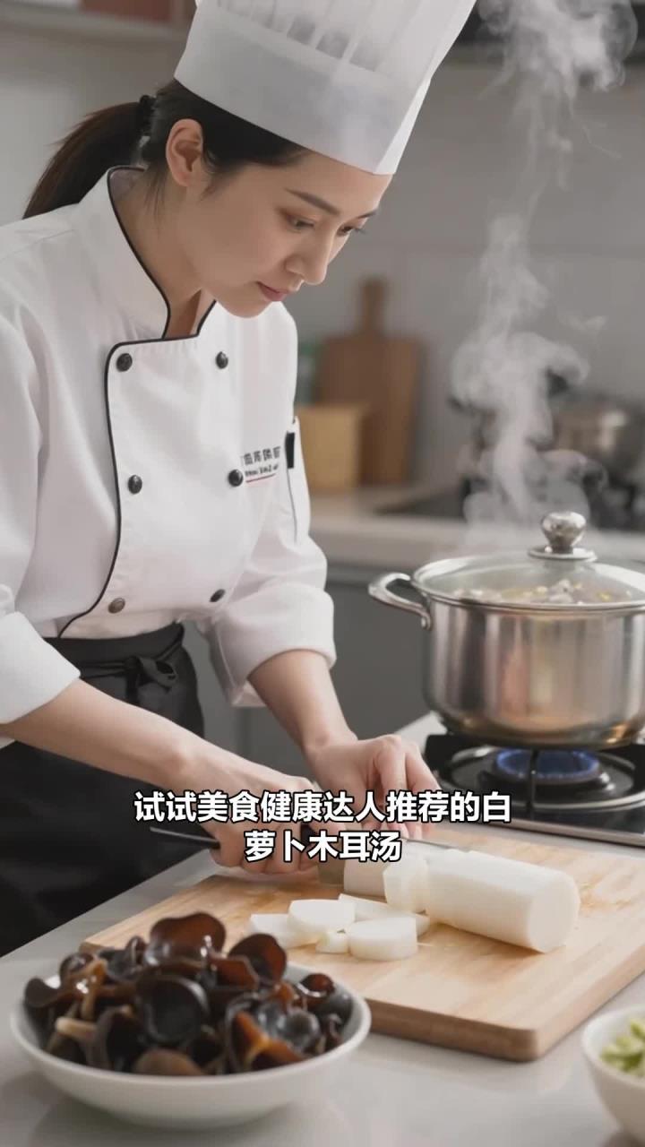 白萝卜加木耳煮清汤,清淡鲜爽解腻,缓解胀气不适更舒服