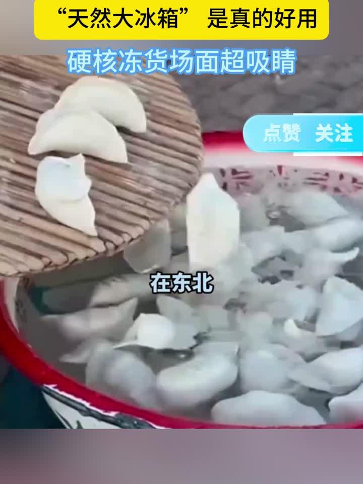 南方人看傻眼!东北户外天然冰柜,冻饺子场面太壮观