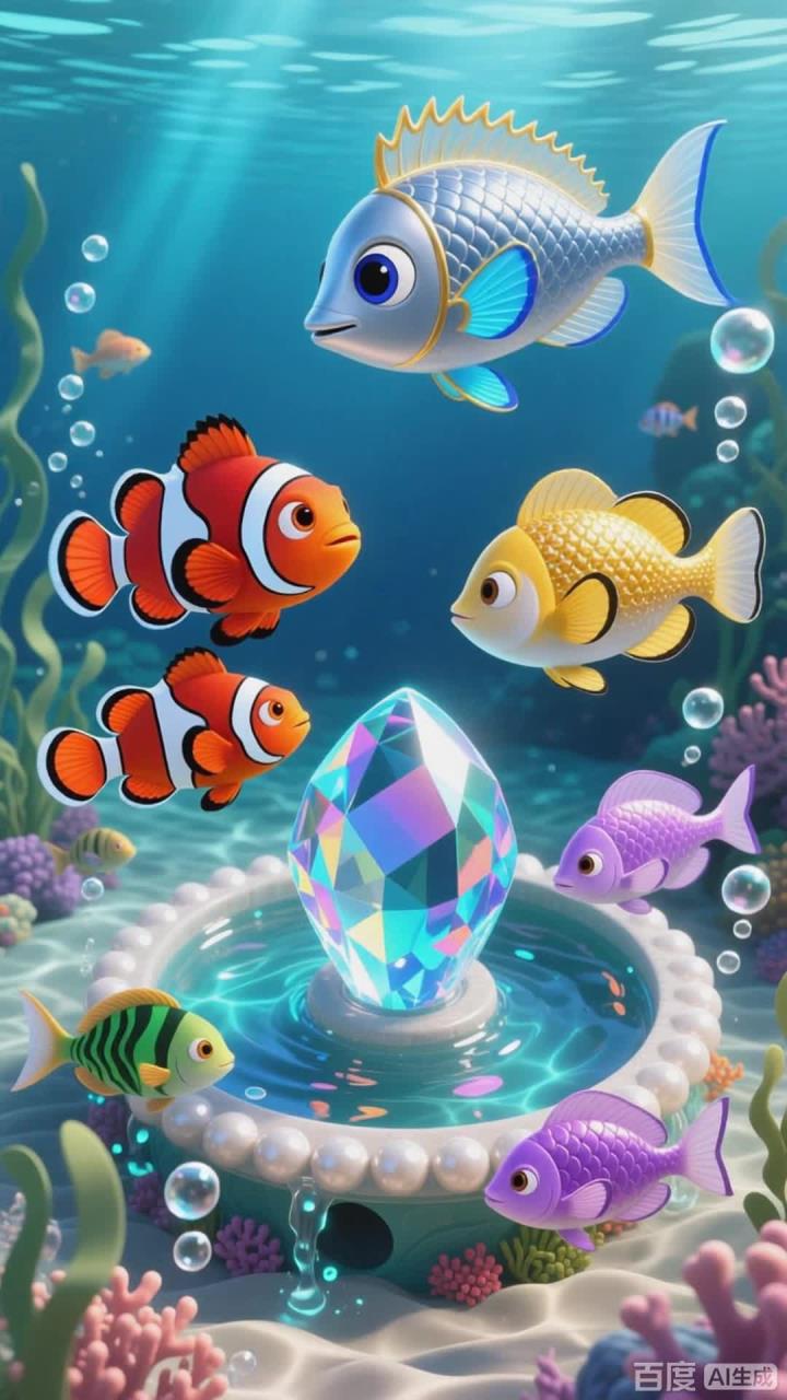 海底的平静鱼儿组成守护水晶泉的队伍