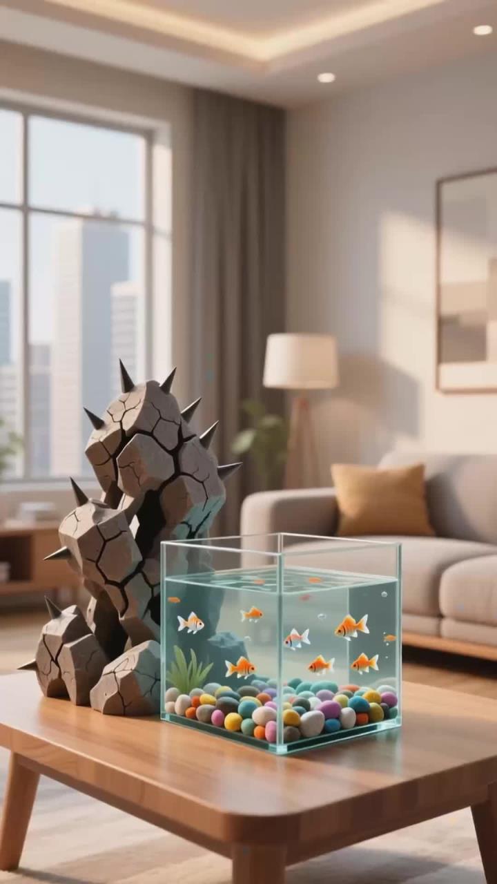 不玩鱼缸里的假山石，防止砸伤小手指_1