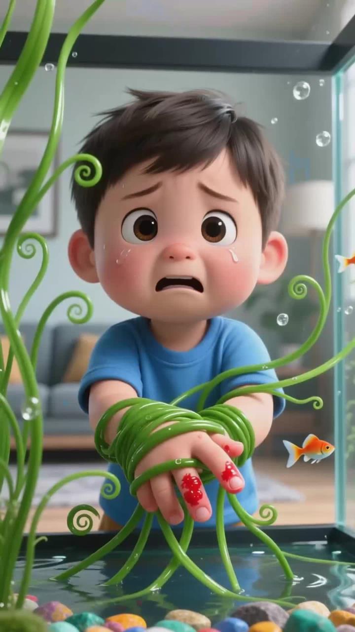 不玩鱼缸里的水草，防止缠绕小手指_1