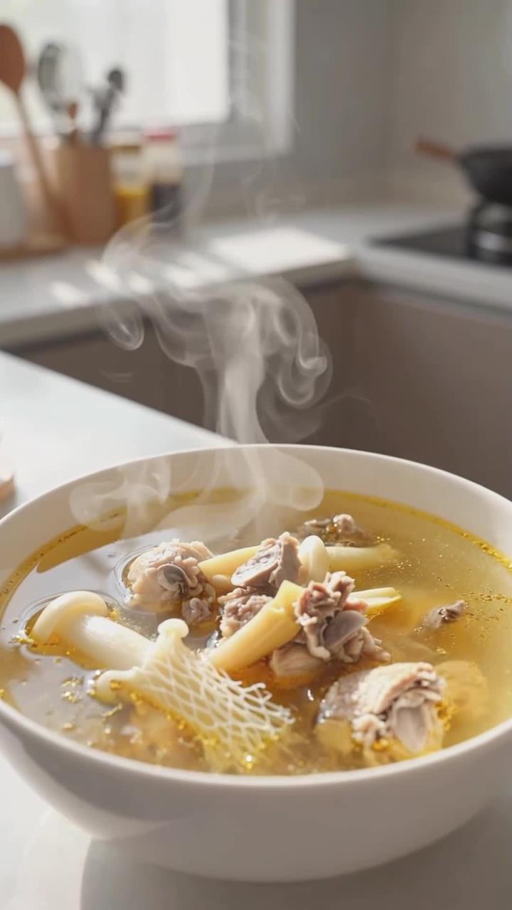 竹荪,搭配鸡汤炖煮,清热祛湿补元气