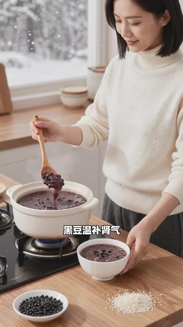 黑豆+糯米煮粥,温补肾气,冬天喝暖身吗?
