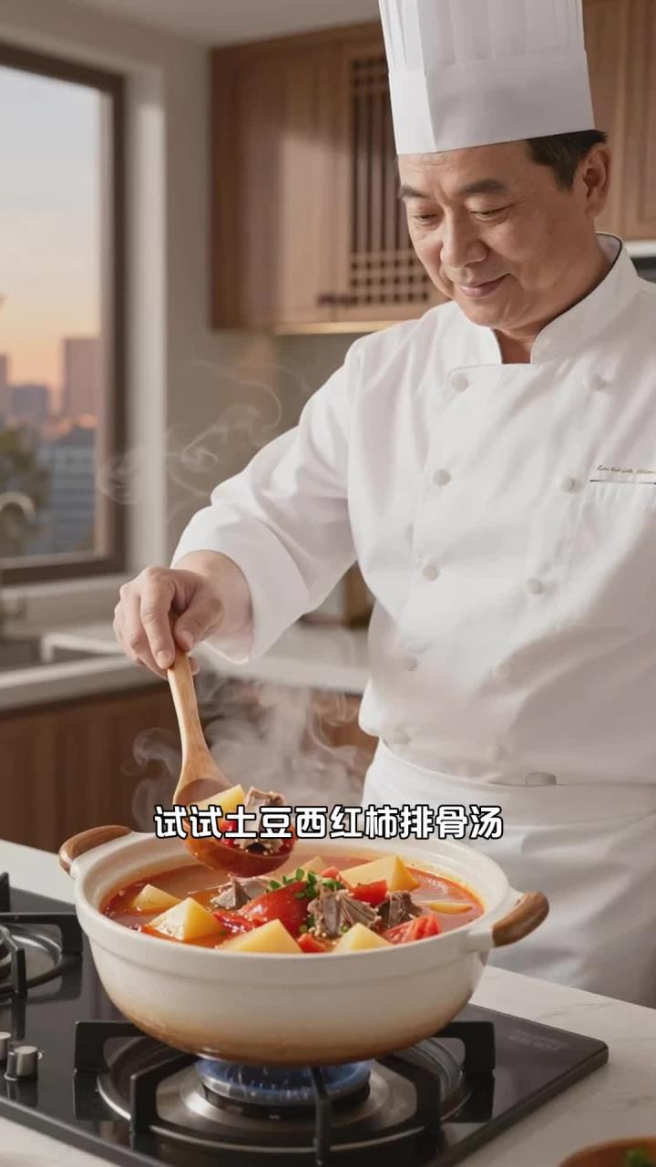 糖尿病美食：土豆西红柿排骨汤，一碗顶一顿饭