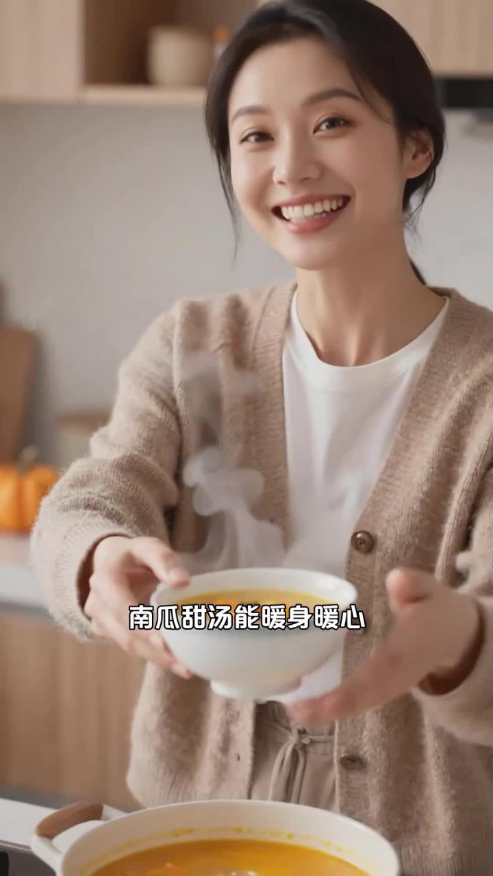 南瓜甜汤暖身暖心，适合怕冷畏寒的女生，暖胃又舒服