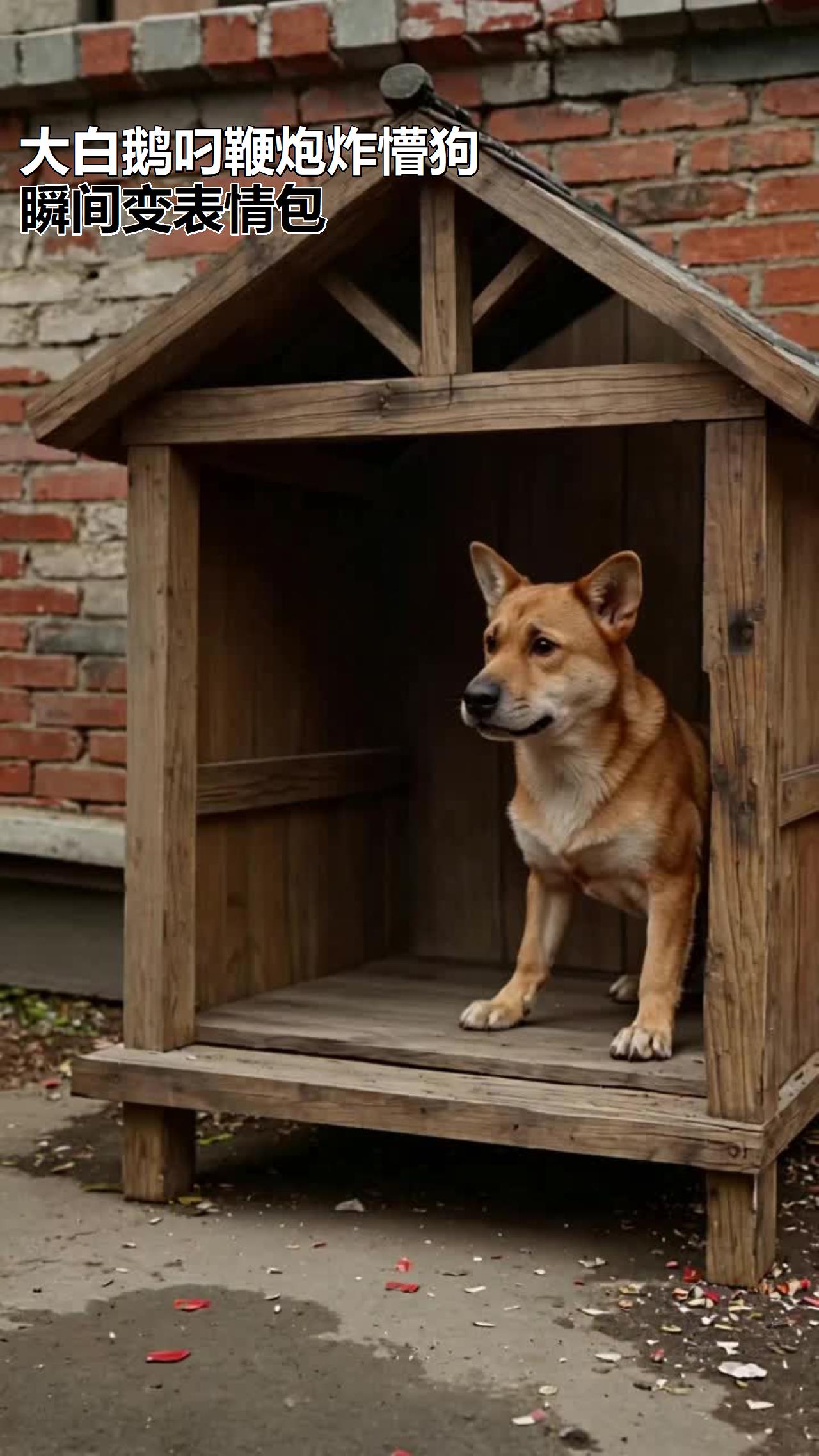 大白鹅叼鞭炮炸懵狗,瞬间变表情包
