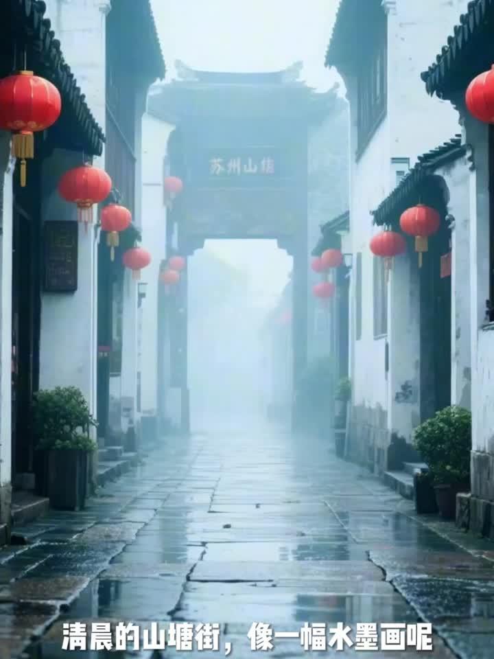 苏州山塘街，坐摇橹船逛古街尝桂花糕逛老字号