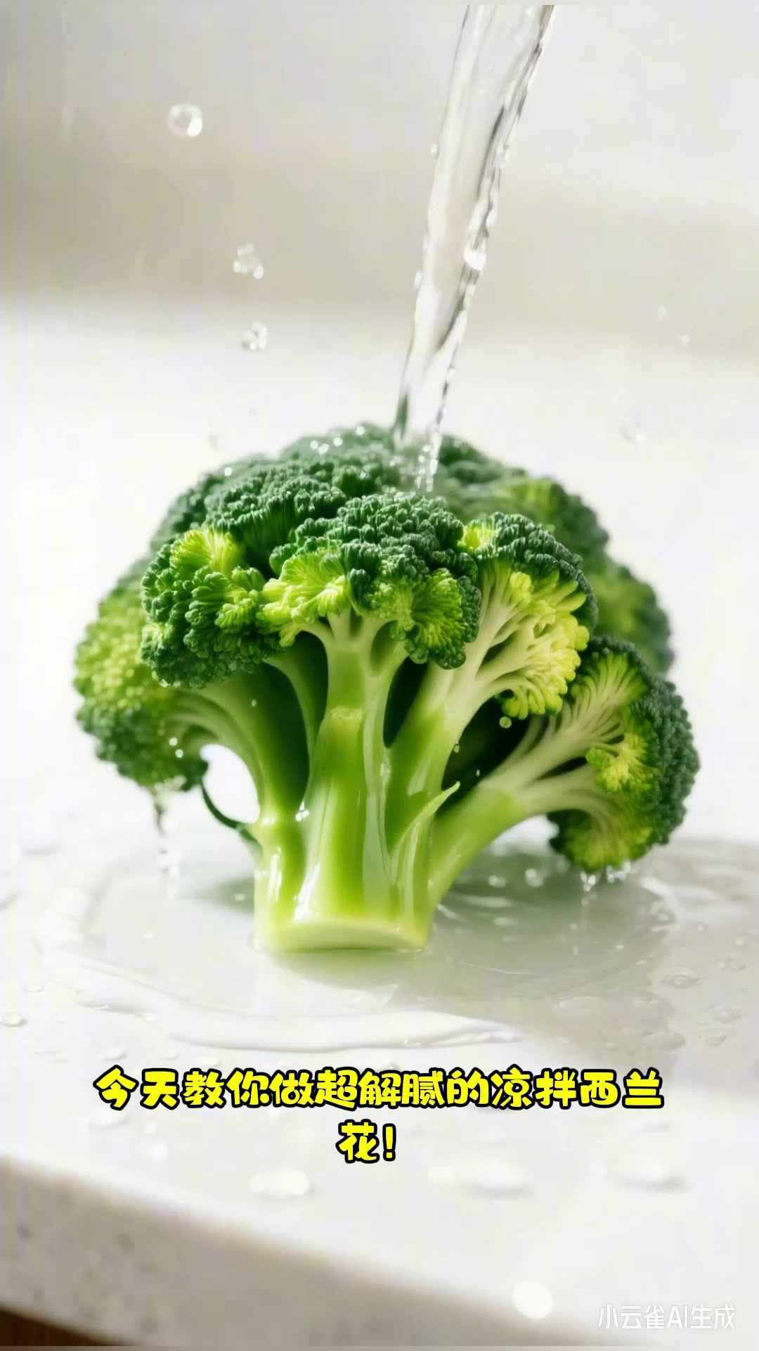 凉拌西兰花，焯水过凉，清爽解腻超美味