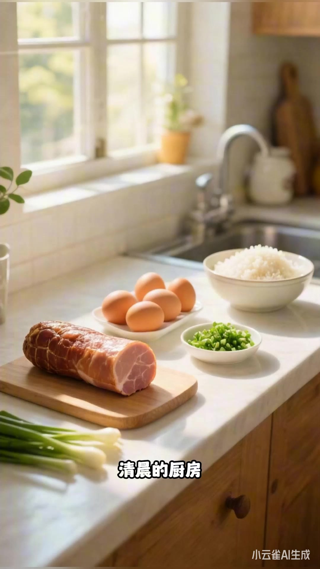 火腿蛋炒饭:从火腿切丁到翻炒,鲜香适口超下饭