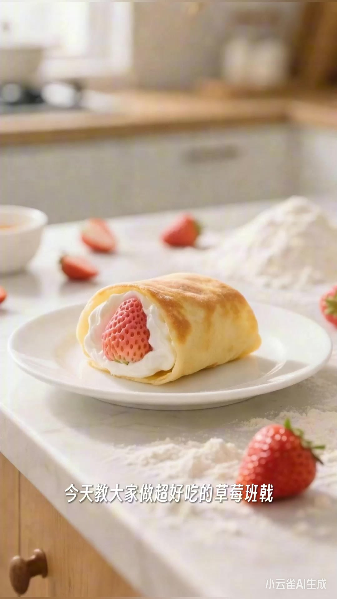 草莓班戟：从摊皮到包馅，酸甜适口超解馋