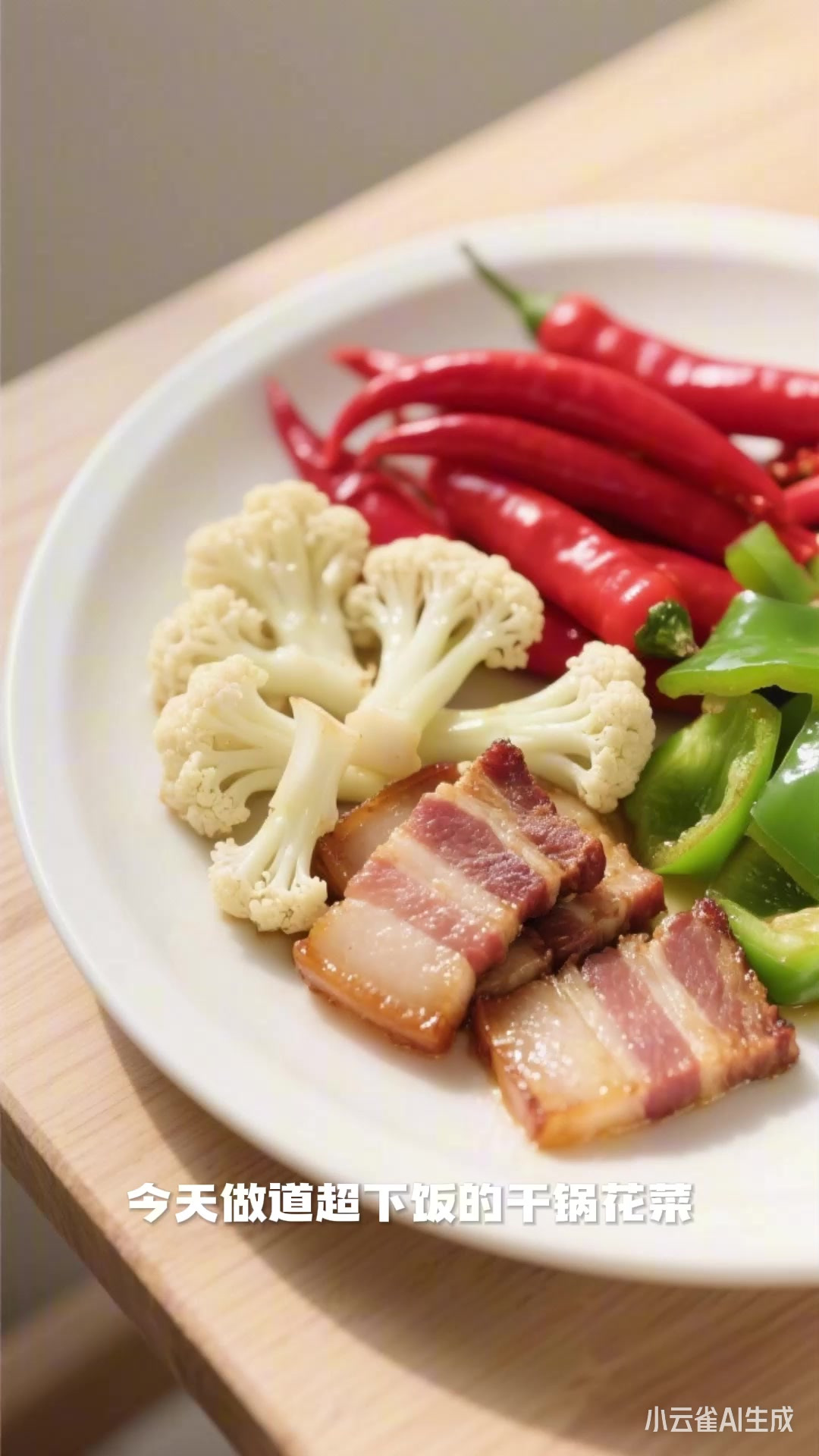 干锅花菜，腊肉提香，香辣入味超好吃