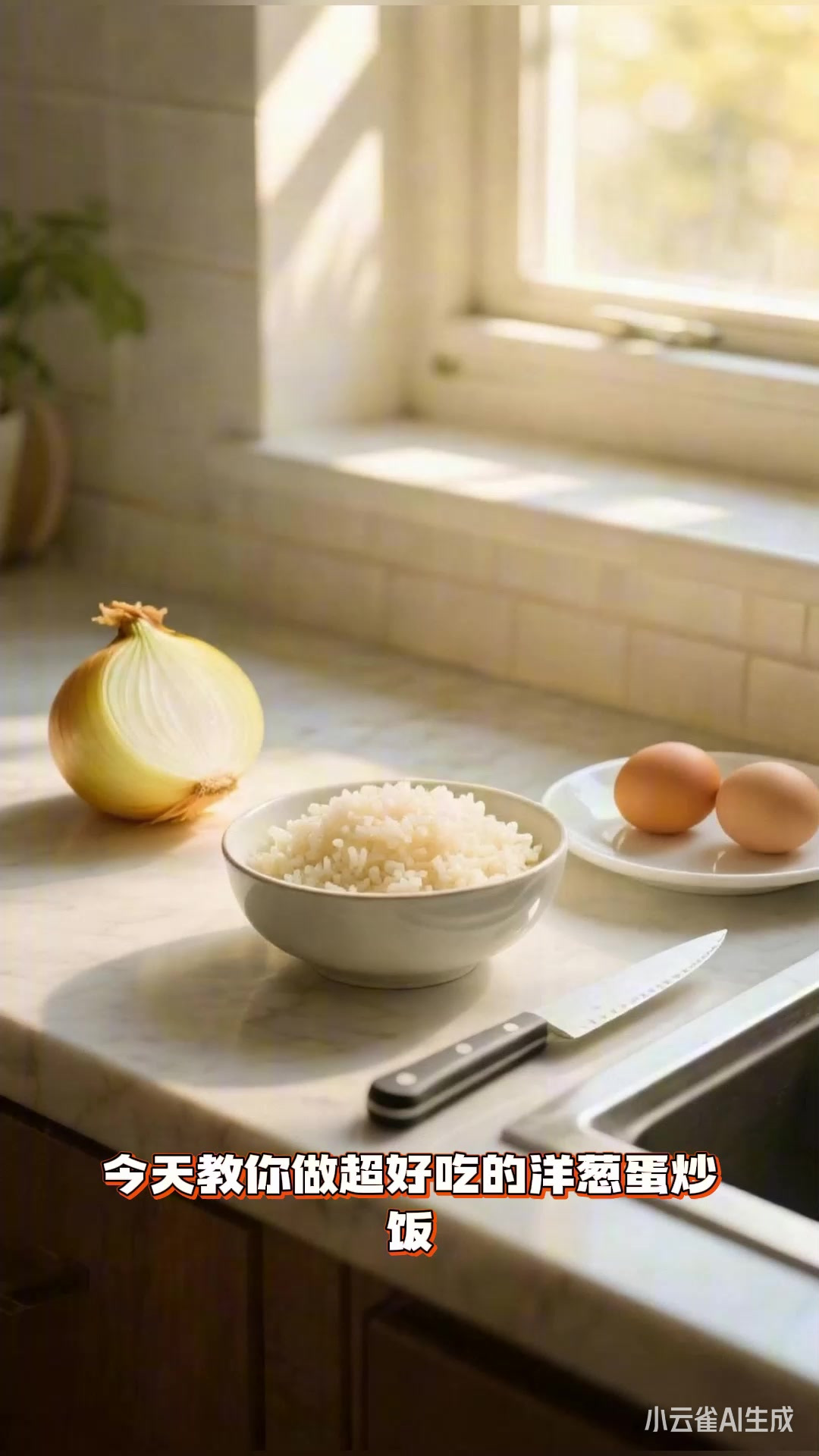 洋葱蛋炒饭：从洋葱切丁到翻炒，鲜香适口超好吃