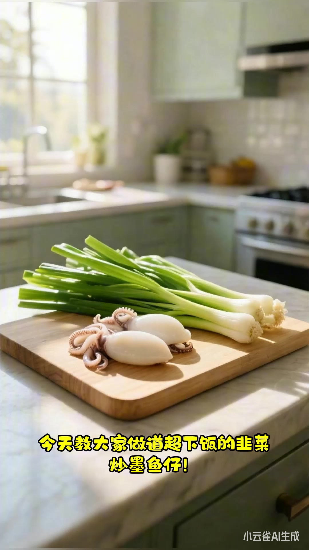 韭菜炒鱿鱼:从韭菜切段到鱿鱼翻炒,鲜香入味超下饭