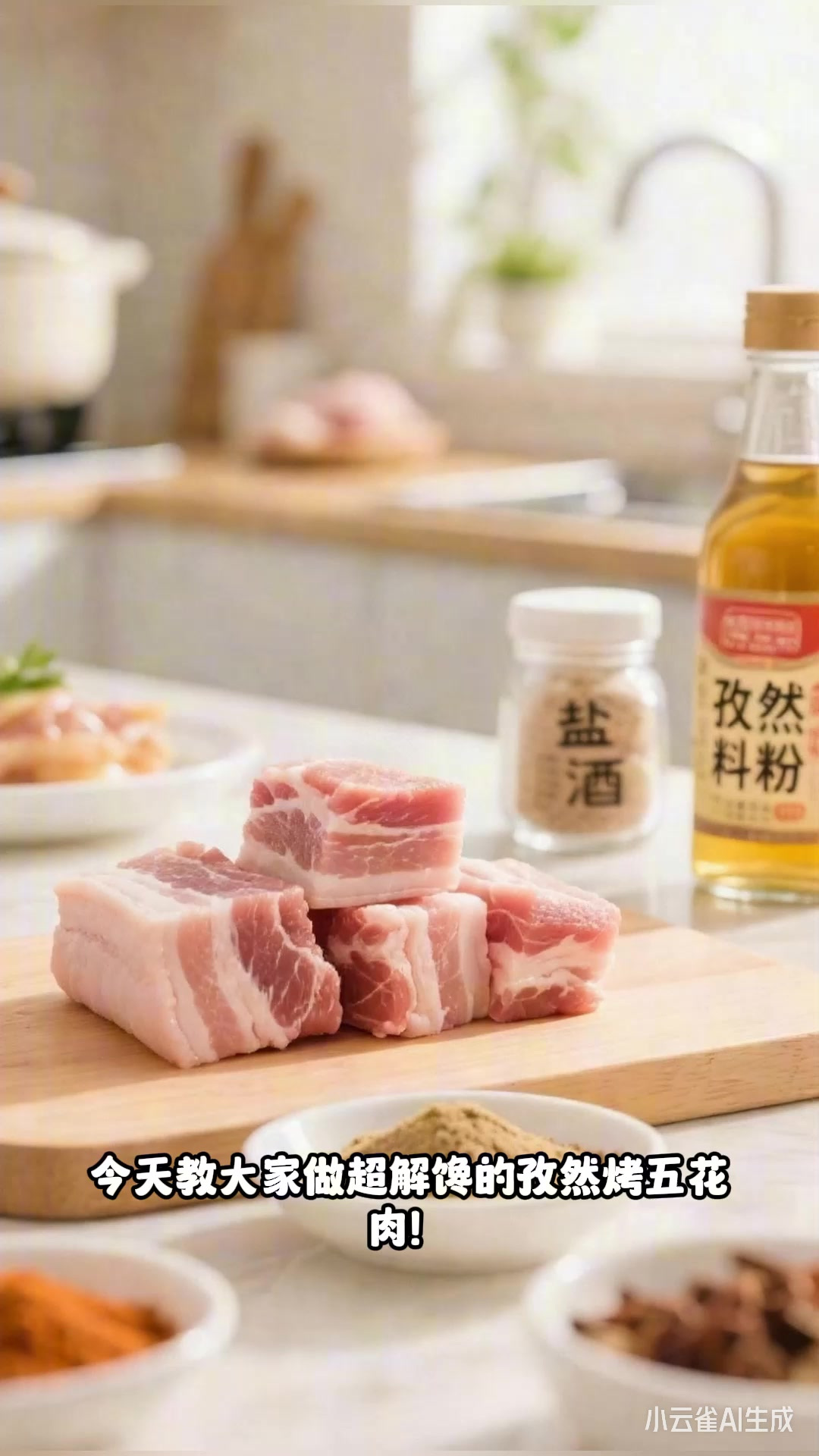 烤五花肉，孜然腌制，外焦里嫩超解馋