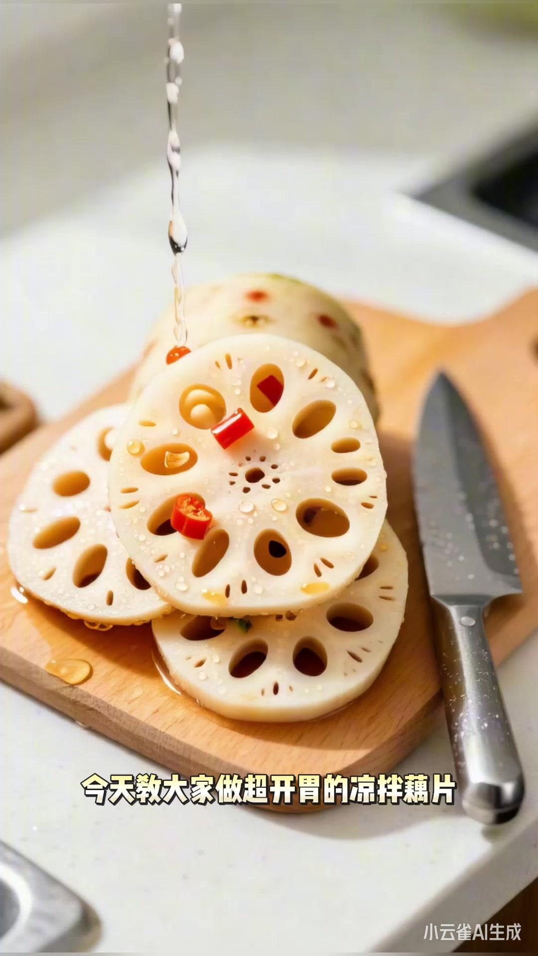 凉拌藕片：从切片焯水到调料拌匀，酸甜脆爽超开胃