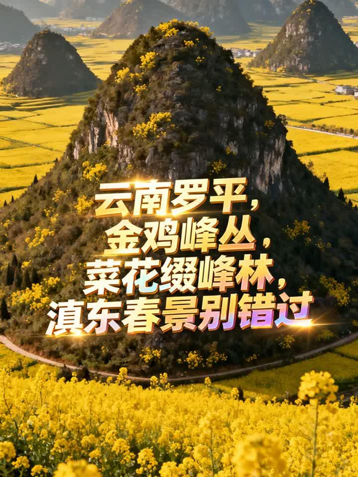云南罗平金鸡峰丛，菜花缀峰林，滇东春景别错过