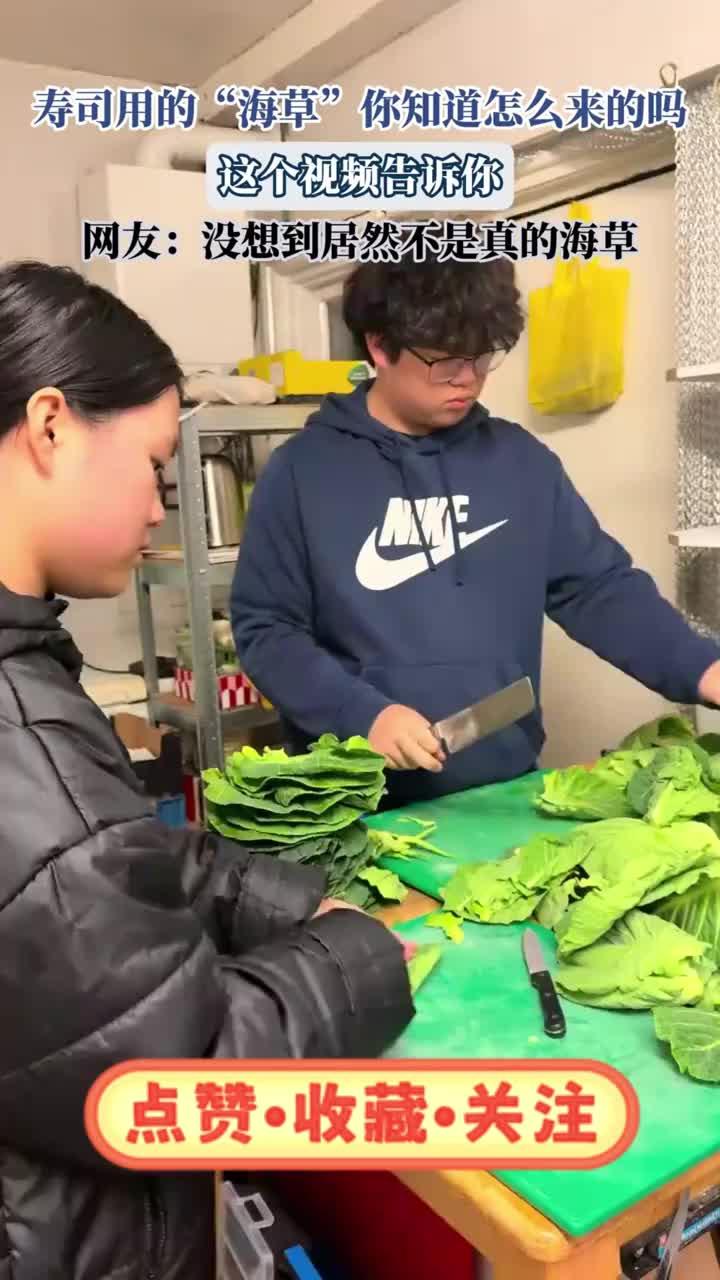 寿司用的“海草”你知道怎么来的吗，这个视频告诉你，网友：没想到居然不是真的海草