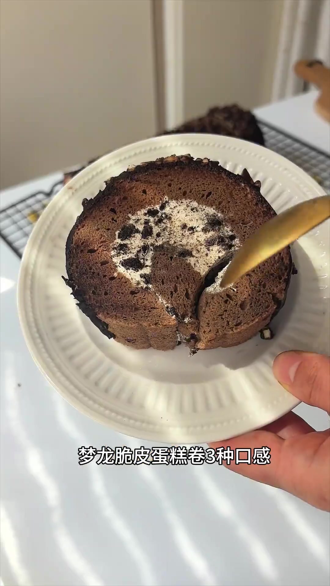 蛋糕卷中的天花板～梦龙脆皮蛋糕卷！超详细教程，三重口感，外皮酥脆蛋糕松软细腻，巧克力控无法