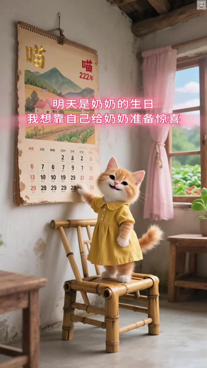 小橘猫靠自己挣钱给奶奶买生日蛋糕,隔代亲的爱更加让人感动,猫宝许愿奶奶健康高寿