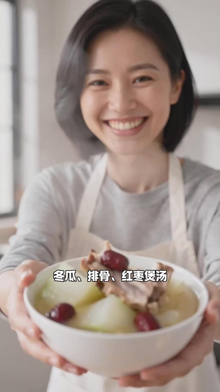 冬瓜 + 排骨 + 红枣,煲汤清甜,利水补气血不负担