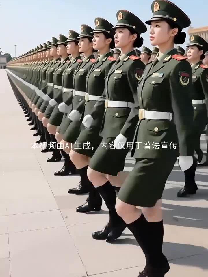 女兵阅兵方阵,整齐的队伍!(Ai制作)