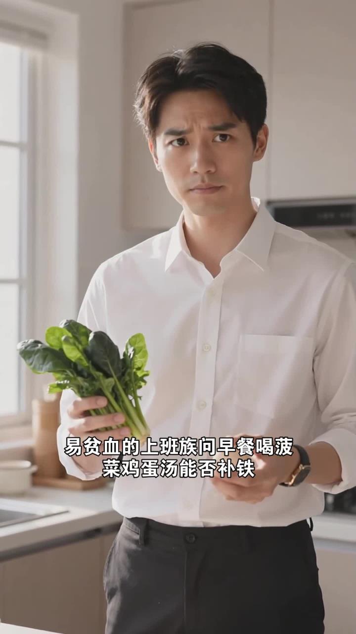 菠菜鸡蛋汤煮制,早餐喝它,易贫血的上班族能补充身体铁质吗?