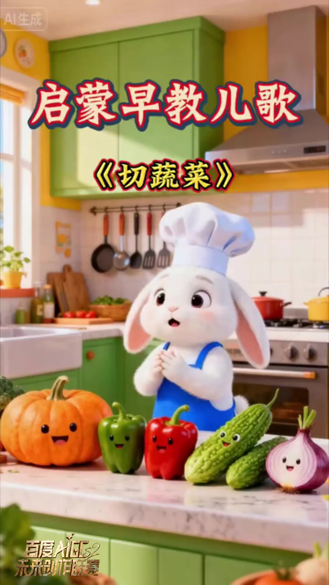 早教儿歌《切蔬菜》南瓜在手切切,辣椒在手切切,胡萝卜在手切切