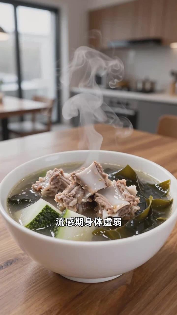 流感食护，冬瓜海带排骨汤，清热祛湿补钙质