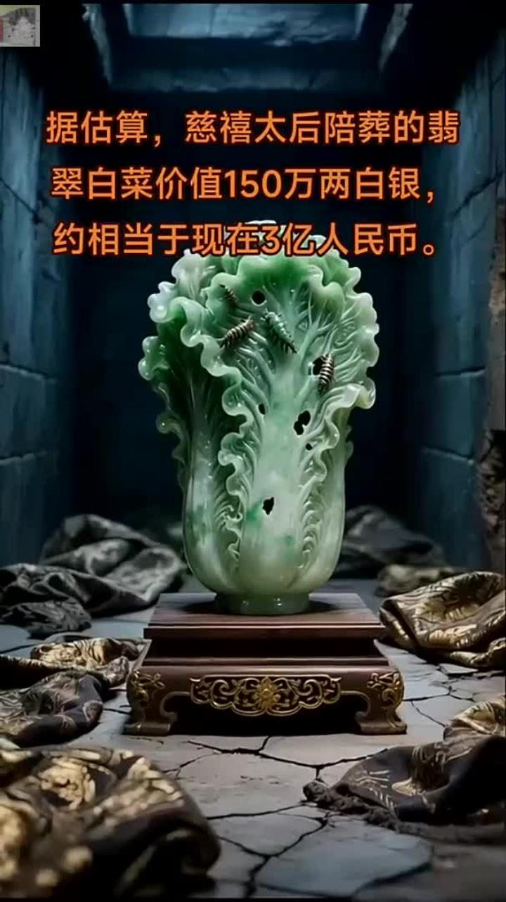 据估算，慈禧太后陪葬的翡翠白菜价值约相当于现在3币