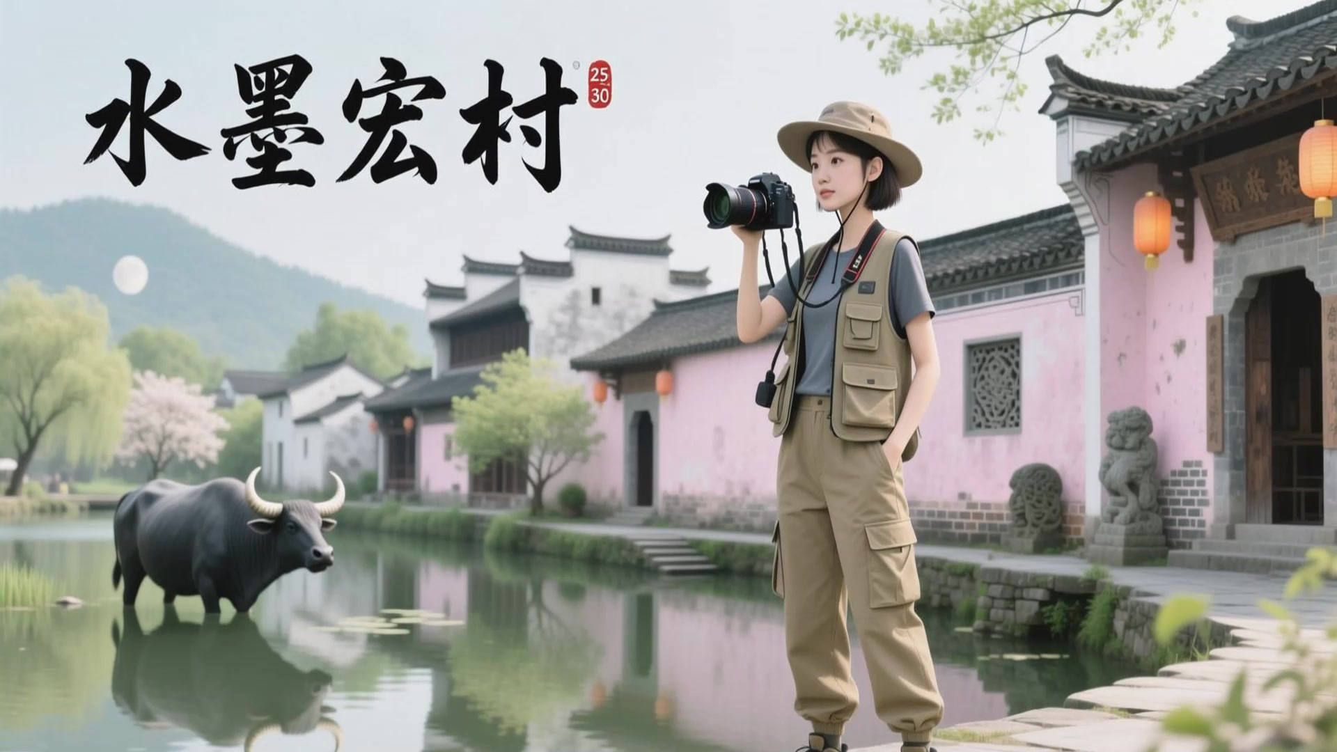 世界文化遗产，徽派建筑特色景观，被誉为中国画里的乡村宏村