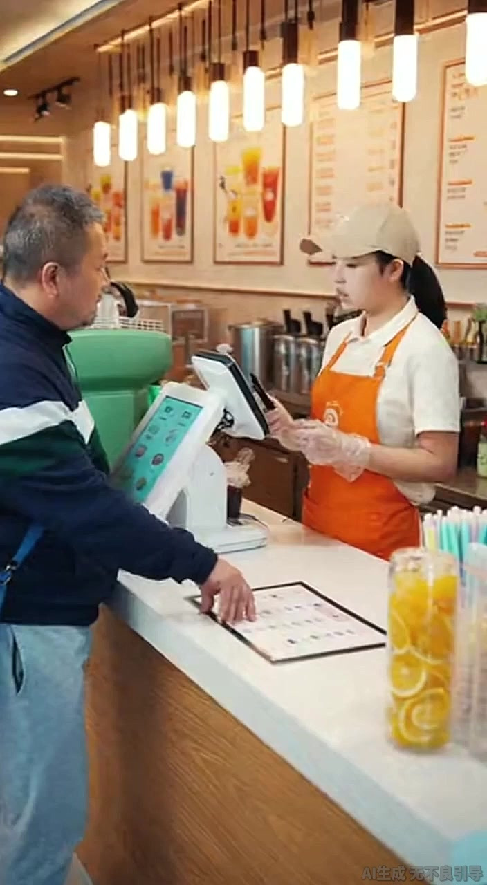 大叔豪气包场奶茶店