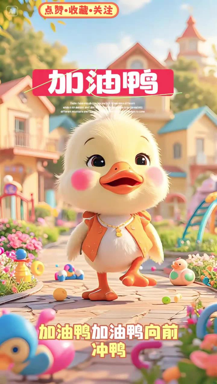 「儿歌《加油鸭》」「萌鸭向前冲」摇摇摆摆小黄鸭，童声“冲呀冲呀别放弃”魔性打气