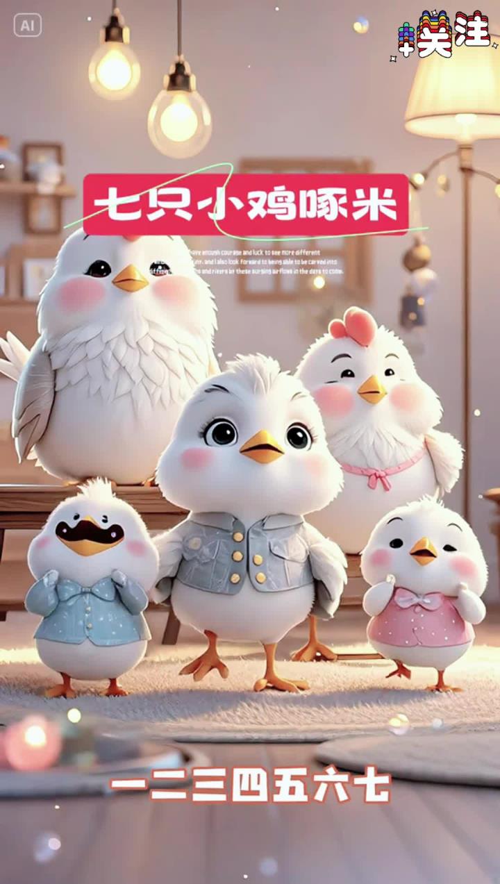 儿歌《七只小鸡啄米》