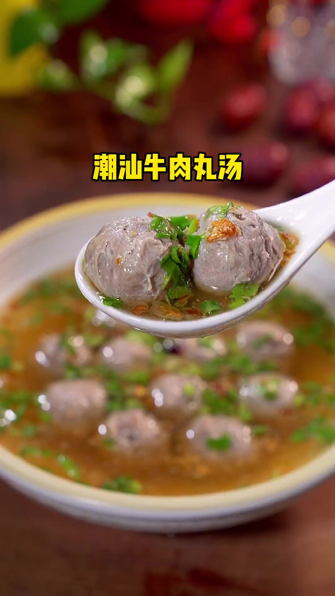 广东美食潮汕牛肉丸汤，汤鲜味美百吃不厌，孩子吃了还想吃