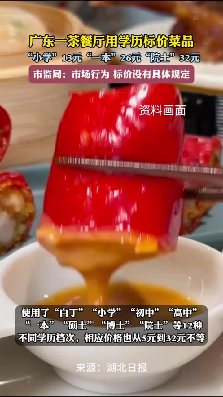 广东一茶餐厅用学历标价菜品“小学”13元“一本”26元“院士”32元 市监局:市场行为
